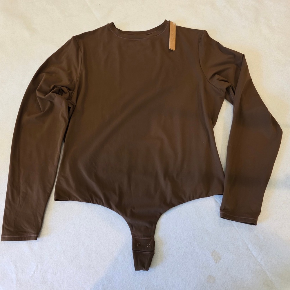 SKIMS Fits Everybody Long Sleeve Crew‎ Neck Bodysuit Cocoa Brown 2X NWT